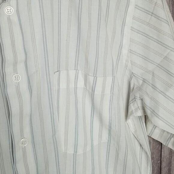 Adams Row Men's White Striped Short Sleeve Button Down Shirt - Picture 3 of 4
